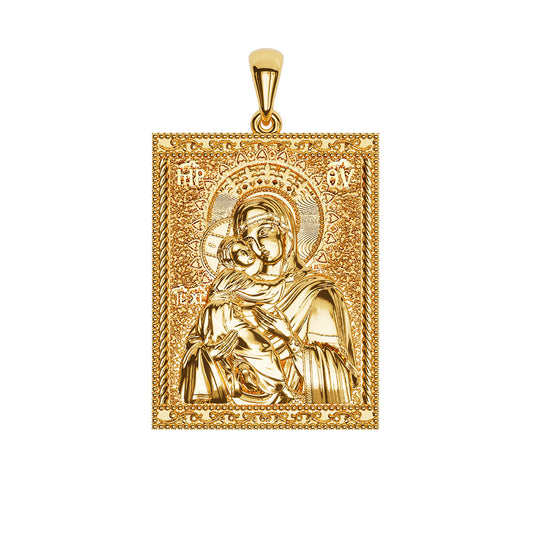 Virgin Mary Panagia Theotokos Sculpted Tag Medal