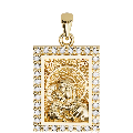 Virgin Mary Panagia Theotokos Sculpted Small Pavé Tag Medal
