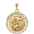 Saint George (Georgios) And the Dragon Sculpted Small Pavé Round Medal