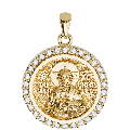Christ Pantocrator Sculpted Small Pavé Round Medal