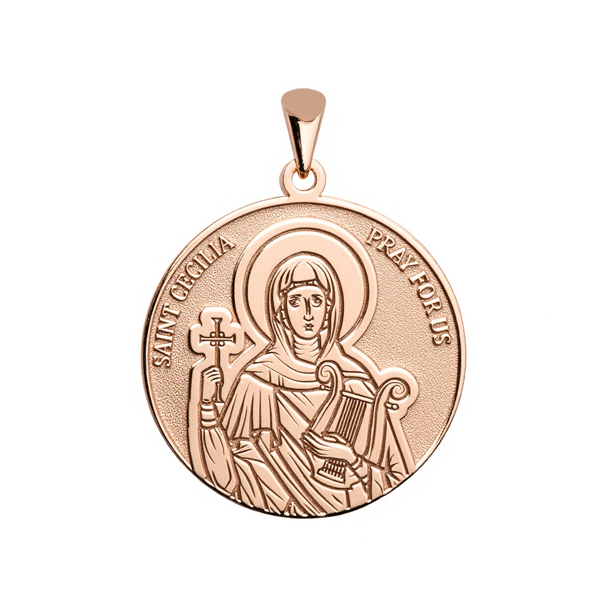 Saint Cecilia Round Religious Medal – Stakora