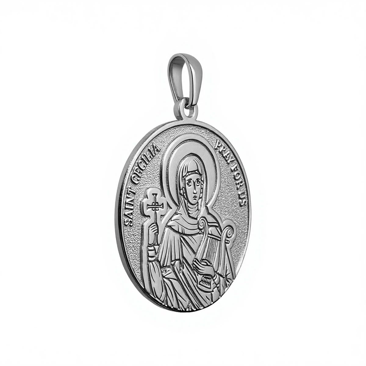 Saint Cecilia Round Religious Medal – Stakora