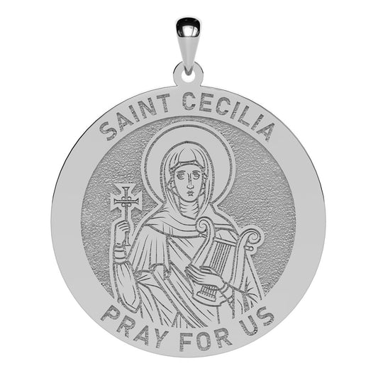 Saint Cecilia Round Religious Medal