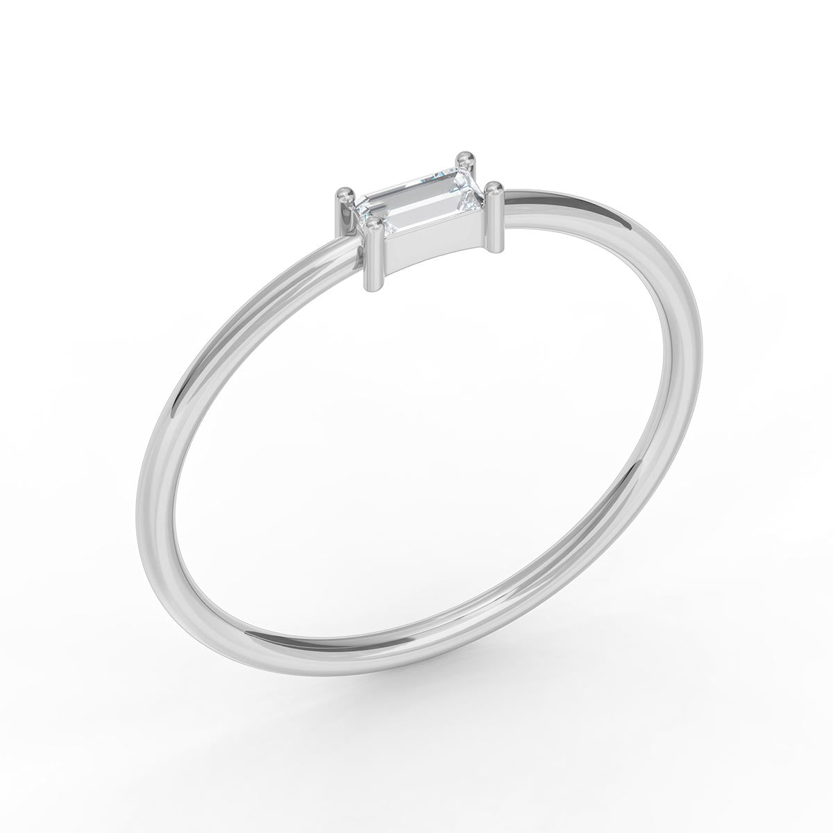 East-West Stackable Baguette Ring