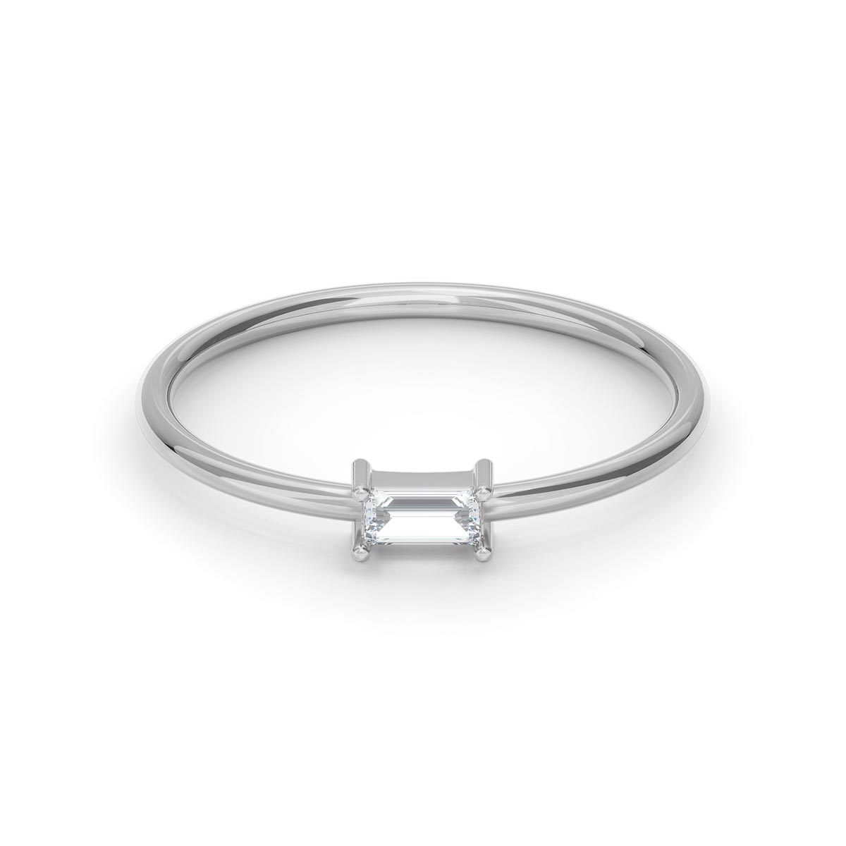 East-West Stackable Lab Diamond Baguette Ring