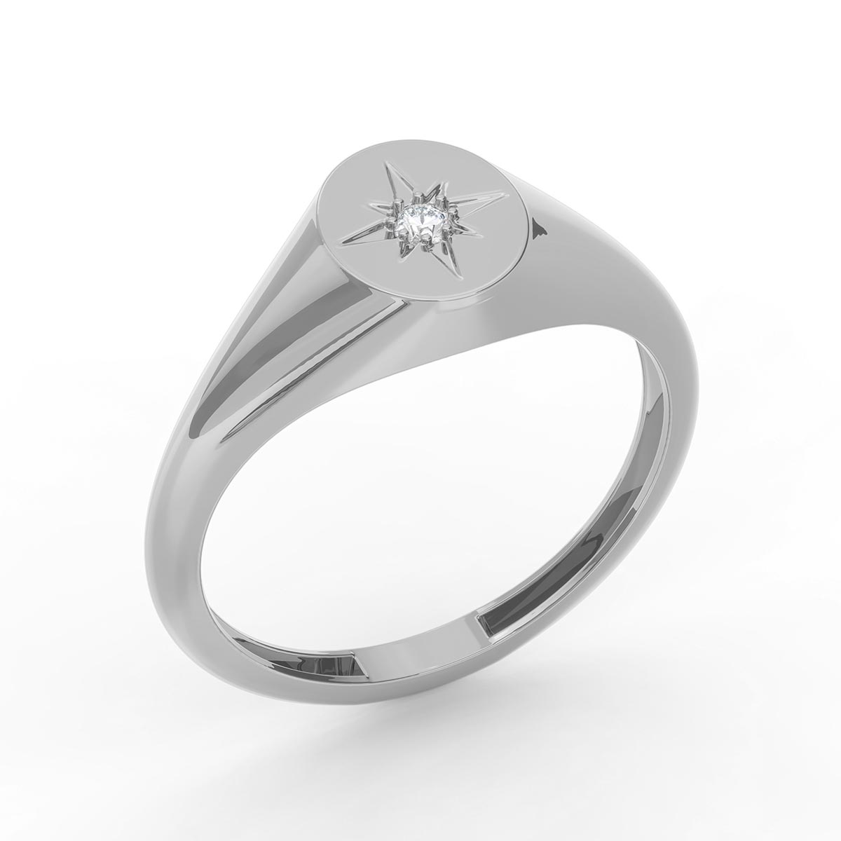 Compass Star Signet Ring with Stone