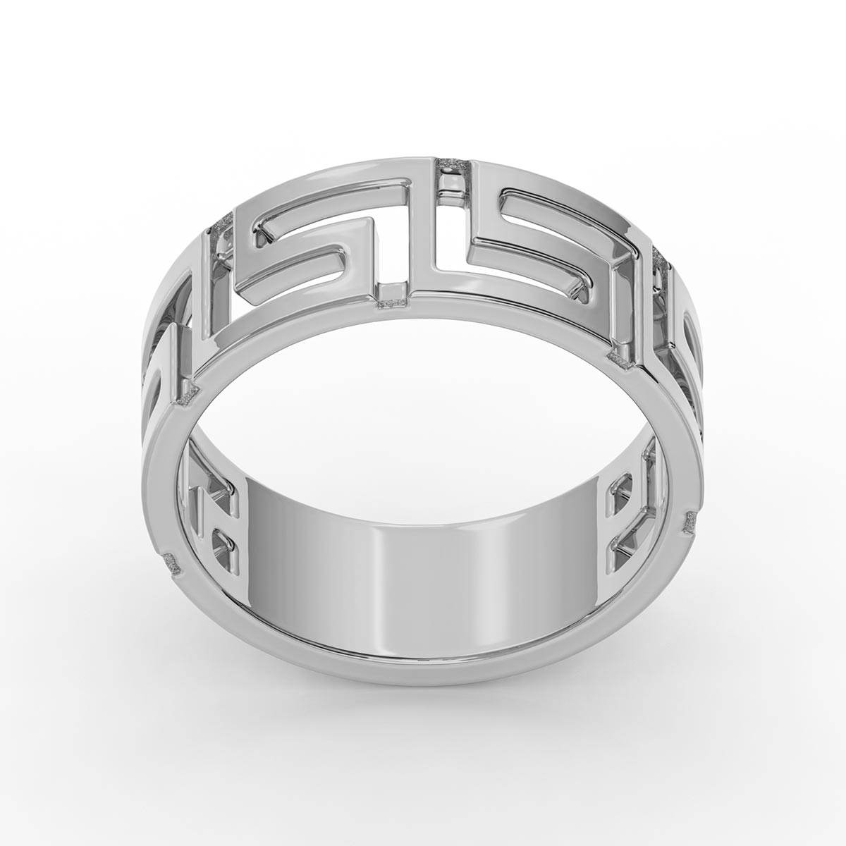 Greek Key Motif 7mm Ring