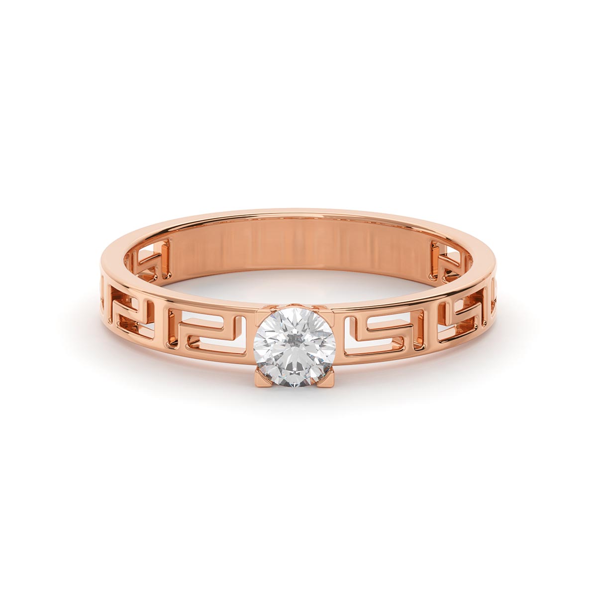 Greek Key 0.25 Carat Diamond Engagement Ring
