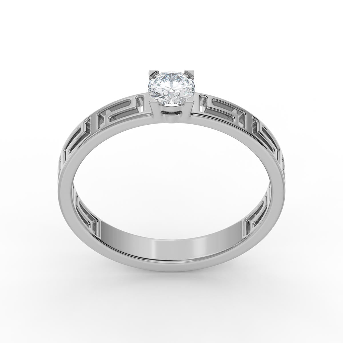 Greek Key 0.25 Carat Diamond Engagement Ring