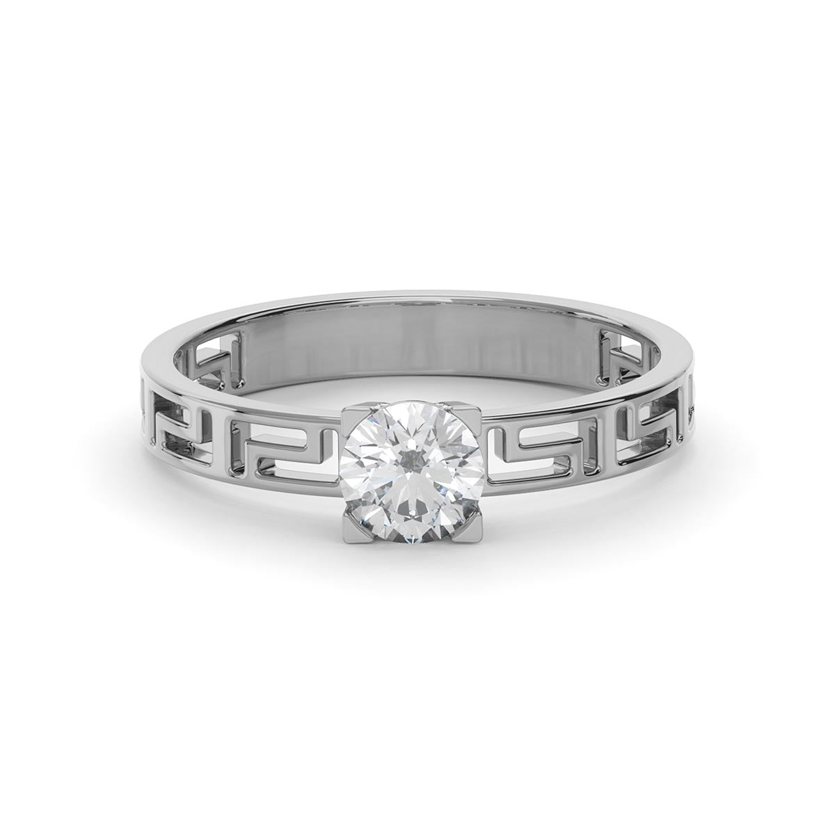 Greek Key 0.50 Carat Diamond Engagement Ring