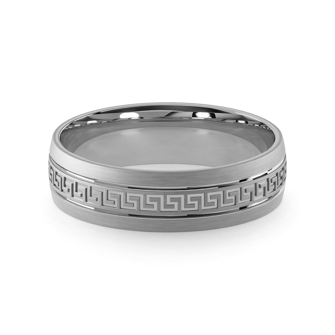 Greek Key Inlay Greek Key Wedding Bands – Stakora