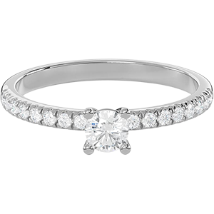 Pavé band 1/4 Ct. Round Diamond Engagement Ring