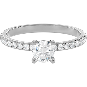 Pavé band 1/2 Ct. Round Diamond Engagement Ring
