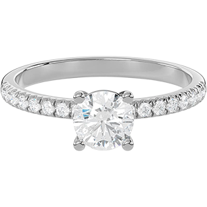 Pavé band 3/4 Ct. Round Diamond Engagement Ring