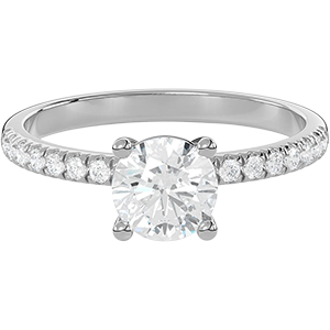 Pavé band 1 Ct. Round Diamond Engagement Ring