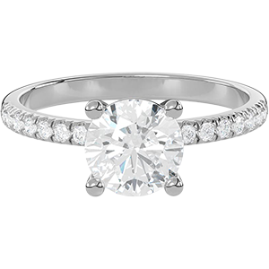 Pavé band 1 1/2 Ct. Round Diamond Engagement Ring
