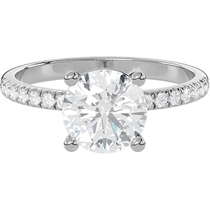 Pavé band 2 Ct. Round Diamond Engagement Ring