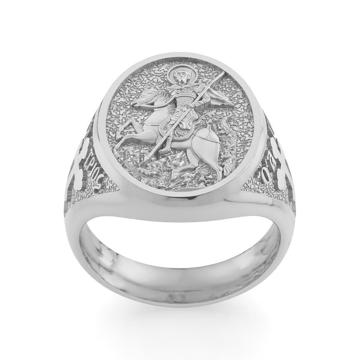 Saint Demetrios (Demetrius) Orthodox Icon Sculpted Signet Ring