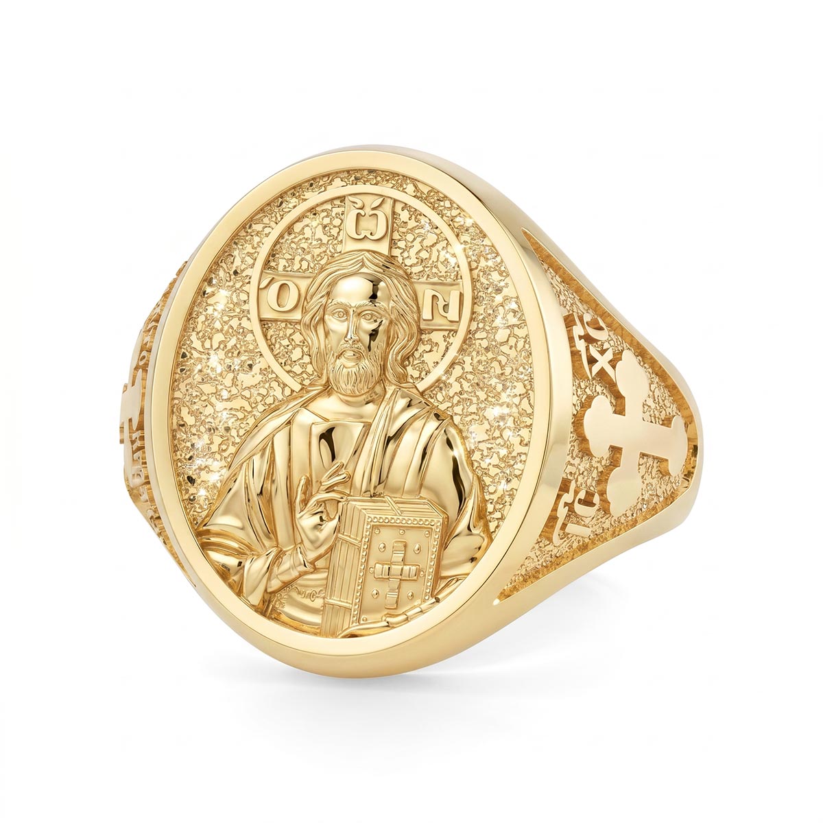 Christ Pantocrator Orthodox Icon Sculpted Signet Ring – Stakora