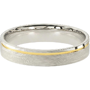 Comfort Fit 4MM Men's Wedding Ring with Single-Groove Satin Inlay