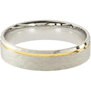 Comfort Fit 5MM Men's Wedding Ring with Single-Groove Satin Inlay