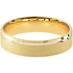 Comfort Fit 5MM Men's Wedding Ring with Single-Groove Satin Inlay