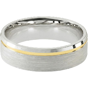 Comfort Fit 6MM Men's Wedding Ring with Single-Groove Satin Inlay