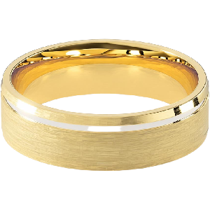 Comfort Fit 6MM Men's Wedding Ring with Single-Groove Satin Inlay