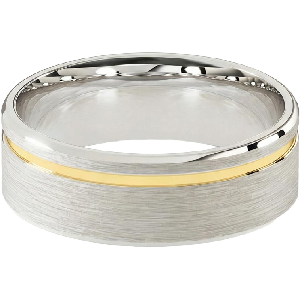 Comfort Fit 7MM Men's Wedding Ring with Single-Groove Satin Inlay