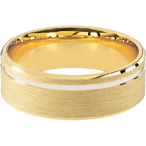 Comfort Fit 7MM Men's Wedding Ring with Single-Groove Satin Inlay