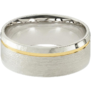 Comfort Fit 8MM Men's Wedding Ring with Single-Groove Satin Inlay