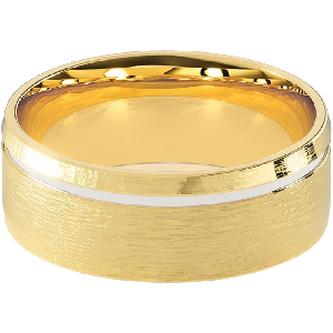 Comfort Fit 8MM Men's Wedding Ring with Single-Groove Satin Inlay