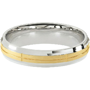 Comfort Fit 4MM Men's Wedding Ring with Crossed-Groove Satin Inlay
