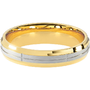 Comfort Fit 4MM Men's Wedding Ring with Crossed-Groove Satin Inlay