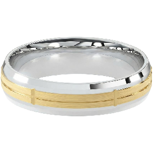 Comfort Fit 5MM Men's Wedding Ring with Crossed-Groove Satin Inlay