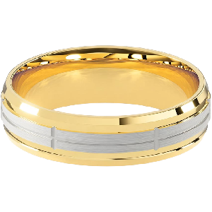 Comfort Fit 6MM Men's Wedding Ring with Crossed-Groove Satin Inlay