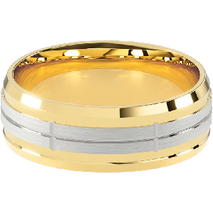 Comfort Fit 8MM Men's Wedding Ring with Crossed-Groove Satin Inlay
