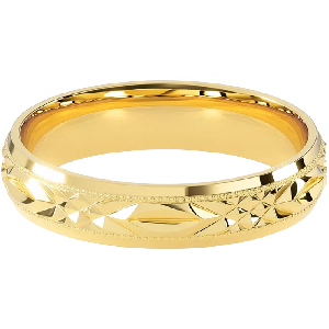 Comfort Fit 4MM Milgrain Men's Wedding Ring with Faceted Diamond-Cut Inlay