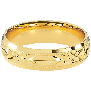 Comfort Fit 5MM Milgrain Men's Wedding Ring with Faceted Diamond-Cut Inlay