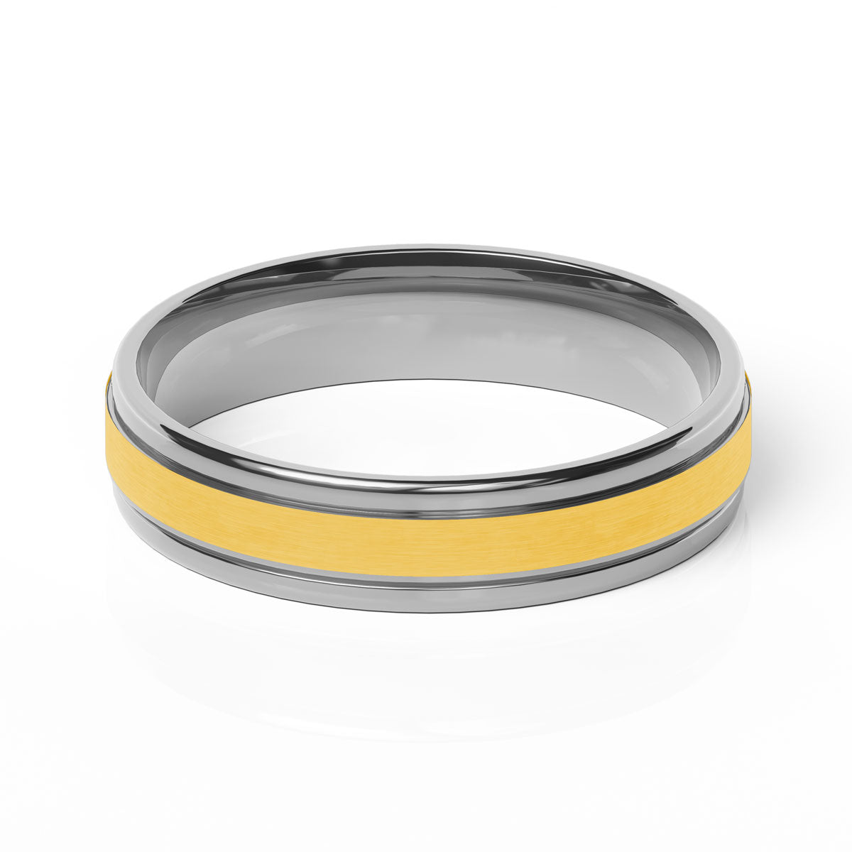 Comfort Fit 5MM Carved Wedding Band with Satin Inlay