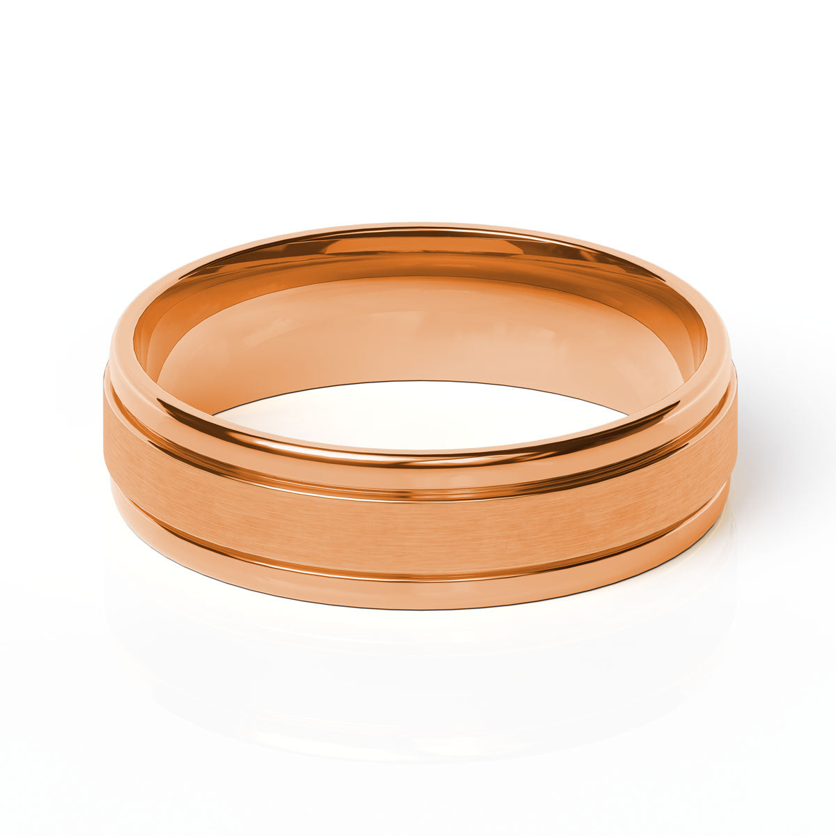 Comfort Fit 6MM Carved Wedding Band with Satin Inlay