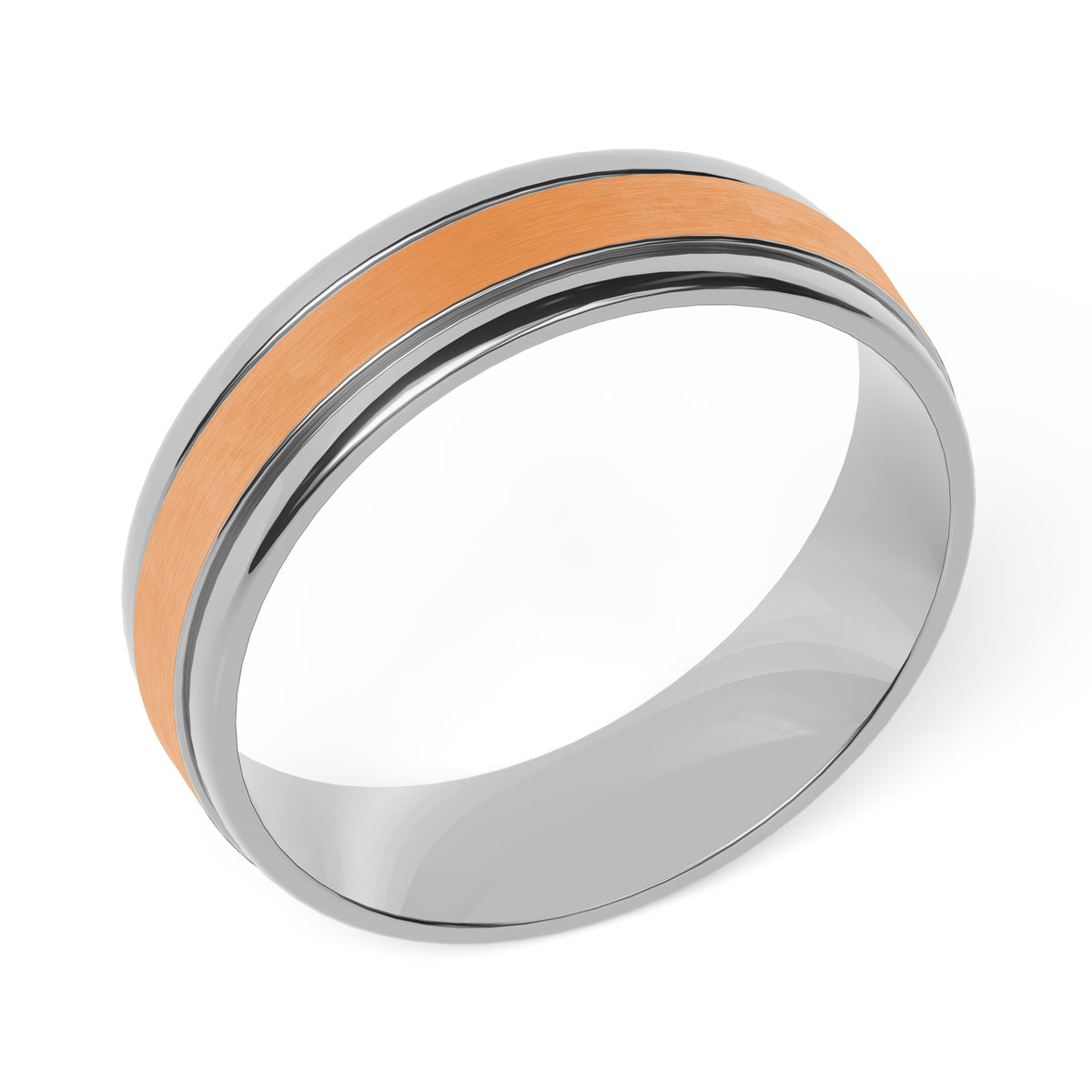 Comfort Fit 6MM Carved Wedding Band with Satin Inlay