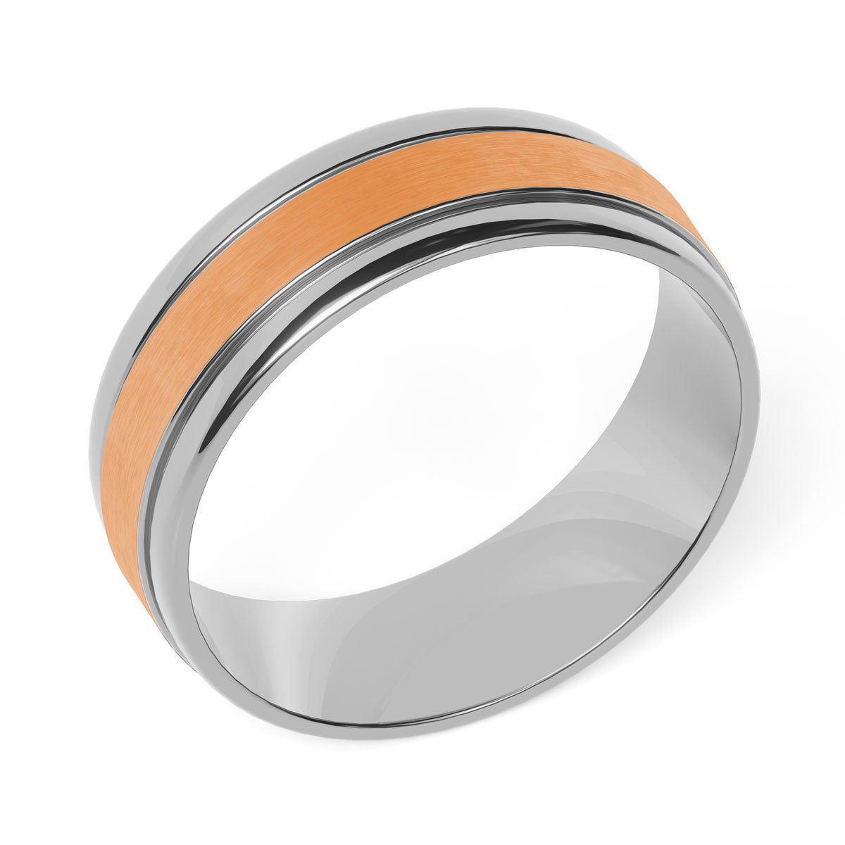 Comfort Fit 7MM Carved Wedding Band with Satin Inlay
