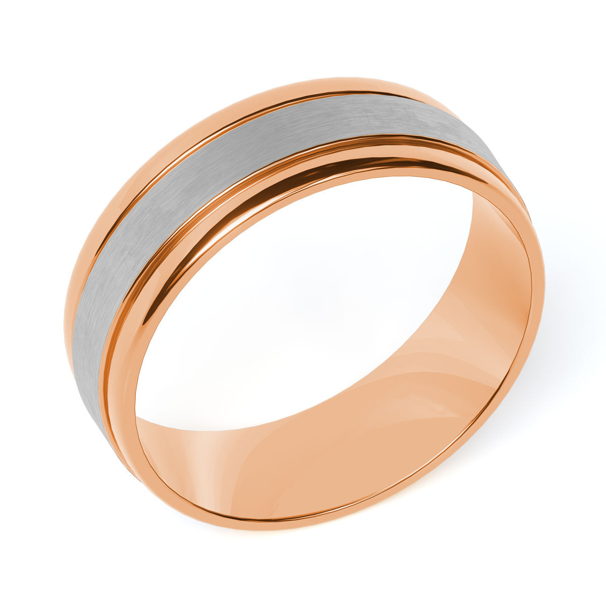 Comfort Fit 7MM Carved Wedding Band with Satin Inlay
