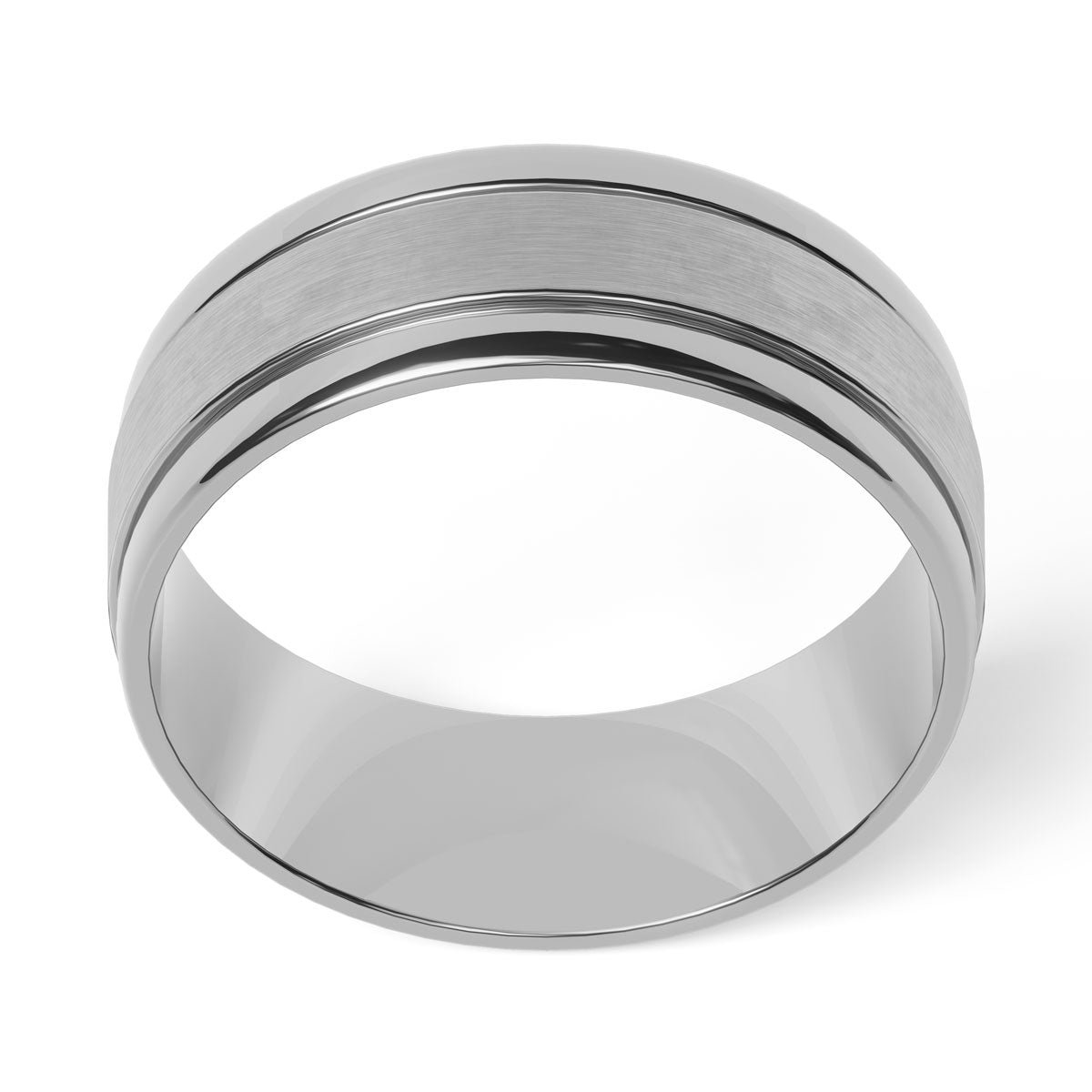 Comfort Fit 8MM Carved Wedding Band with Satin Inlay