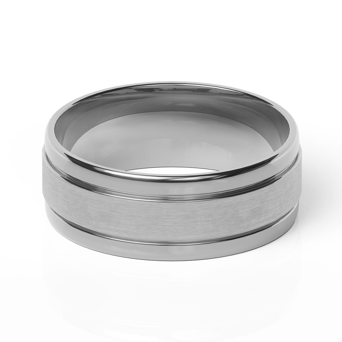 Comfort Fit 8MM Carved Wedding Band with Satin Inlay