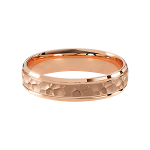 Comfort Fit 5MM Men's Wedding Ring with Hammered Inlay