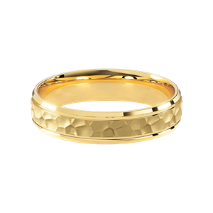 Comfort Fit 5MM Men's Wedding Ring with Hammered Inlay