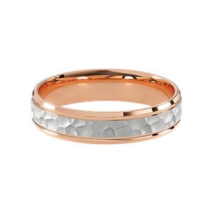 Comfort Fit 5MM Men's Wedding Ring with Hammered Inlay