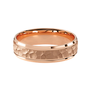 Comfort Fit 6MM Men's Wedding Ring with Hammered Inlay
